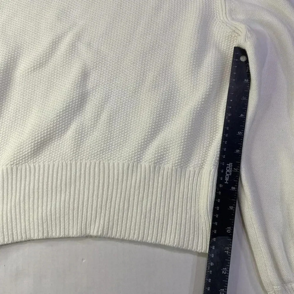 French Connection Cropped Sweater Women's Size M White Babysoft Crewneck Blouse - Picture 4 of 11